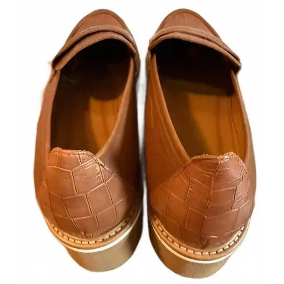 NWOT M. Gemi Handmade Elsa Croco Printed Loafers-Size 40.5 / 9.5-Tan
